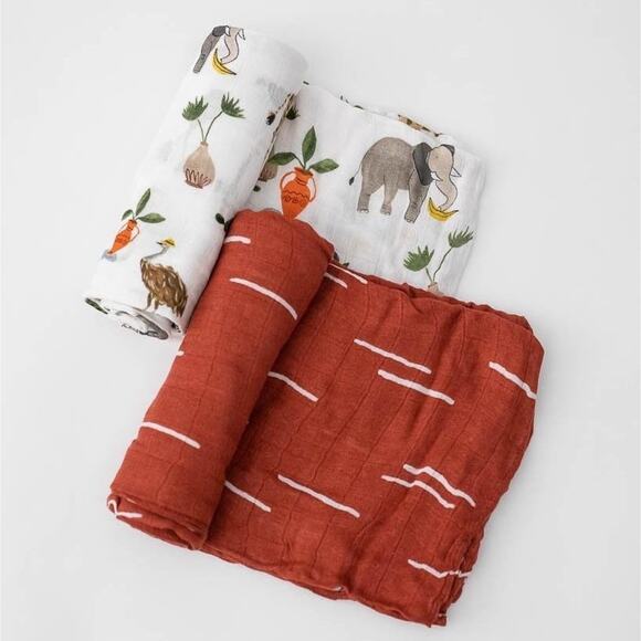Little Unicorn Bamboo Rayon Muslin Swaddle Blankets Safari Print 2 Pack - Picture 7 of 7